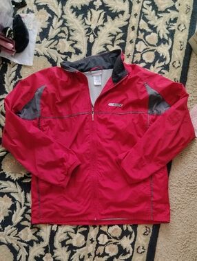 Reebok Red and Gray Men's Windbreaker Jacket